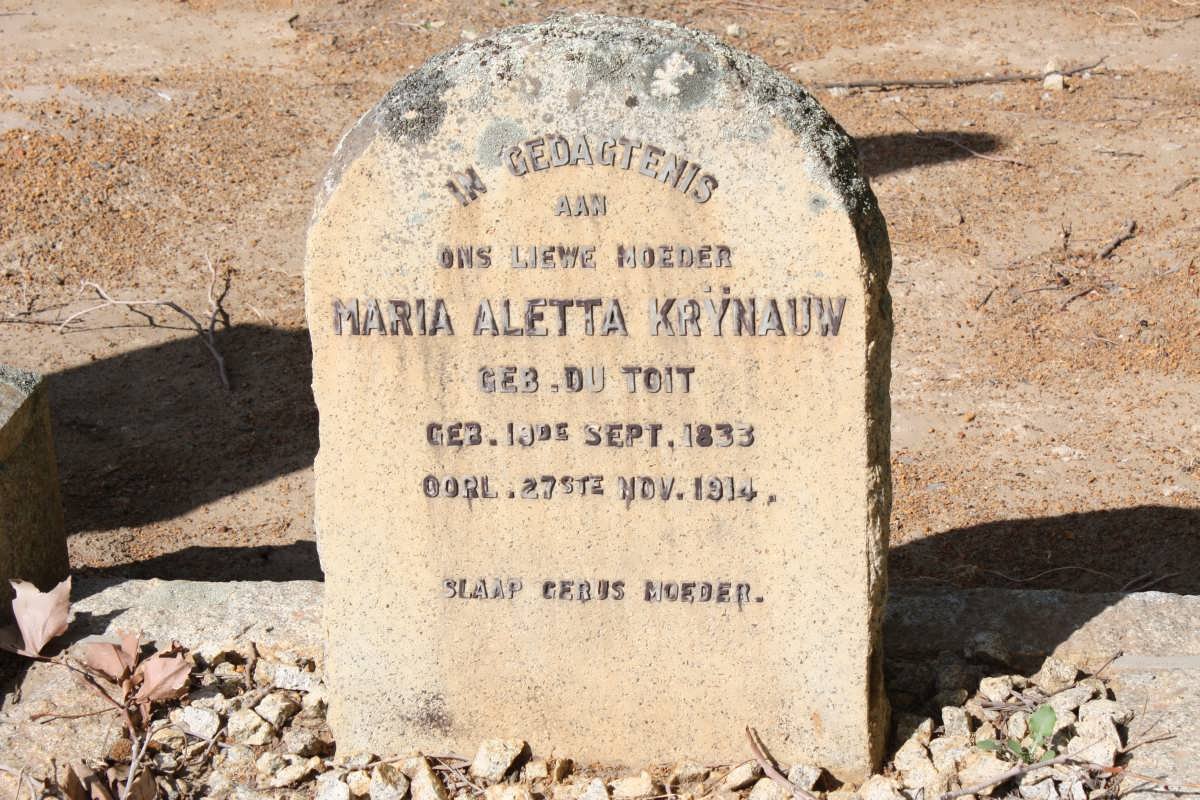 KRYNAUW Maria Aletta nee du TOIT 1833-1914