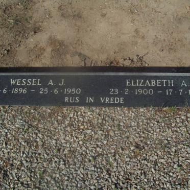 ? Wessel A.J. 1896-1950 &amp; Elizabeth A. 1900-1980
