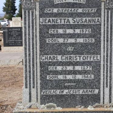 ? Charl Christoffel 1877-1944 &amp; Jeanetta Susanna 1876-1935