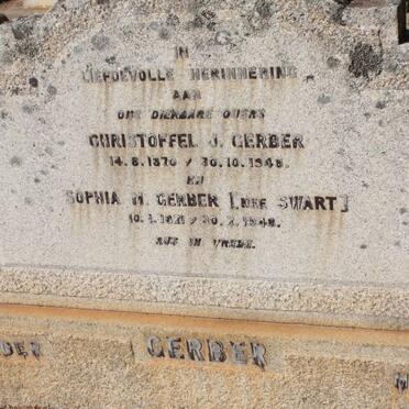 GERBER Christoffel J. 1870-1948 &amp; Sophia M. SWART 1871-1948