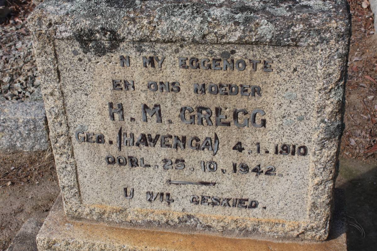 GREGG H.M. nee HAVENGA 1910-1942