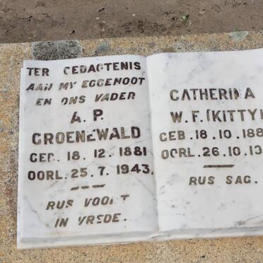 GROENEWALD A.P. 1881-1943 &amp; Catharina W.F. 1882-1951
