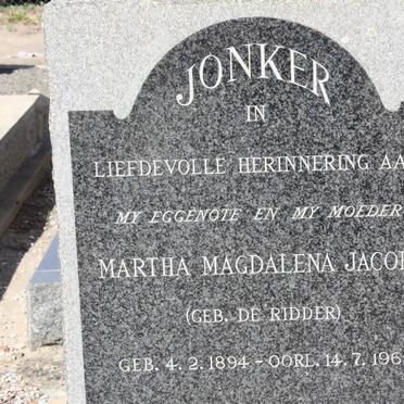 JONKER Martha Magdalena Jacoba nee de RIDDER 1894-1965