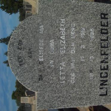 LINGENFELDER Aletta Elizabeth nee VAN DEN BERG 1910-1988