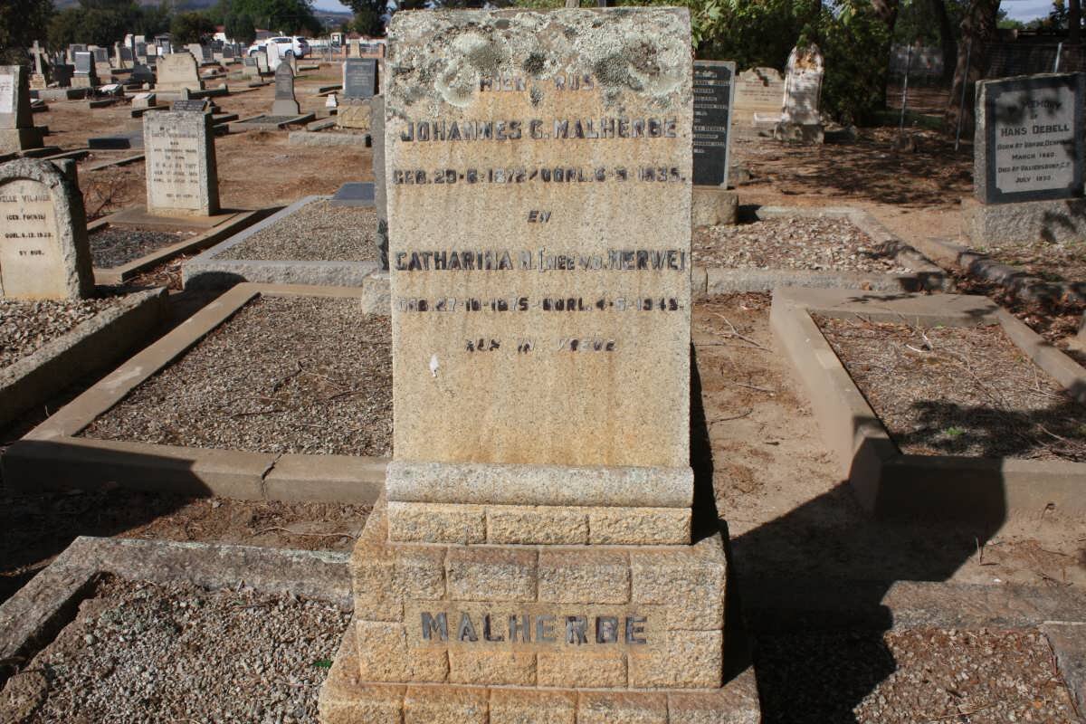MALHERBE Johannes G. 1872-1935 &amp; Catharina M. VAN DER MERWE 1875-1945