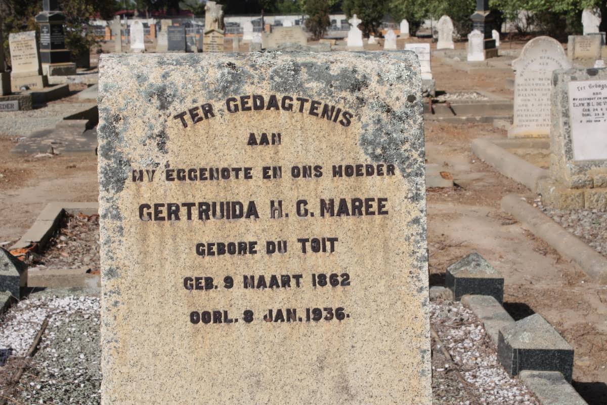 MAREE Gertruida H.C. nee du TOIT 1862-1936