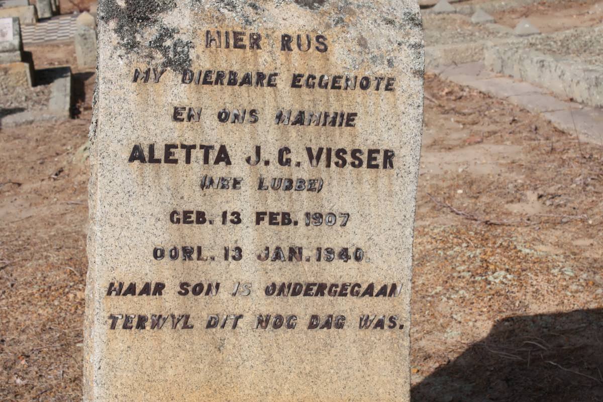 VISSER Aletta J.G. nee LUBBE 1907-1940