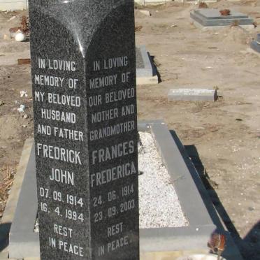 ADAMS Fredrick John 1914-1994 &amp; Frances Frederica 1914-2003