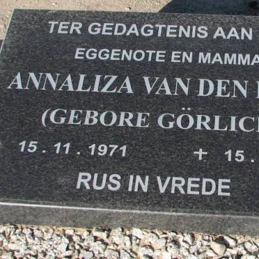BERG Annaliza, van den nee GORLICH 1971-2000