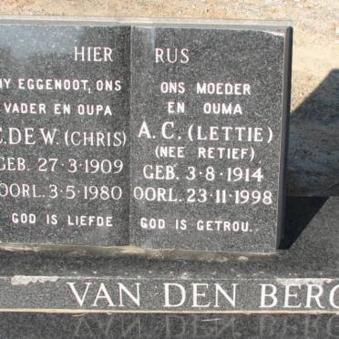 BERG C. De W., van den 1909-1980 &amp; A.C. RETIEF 1914-1998