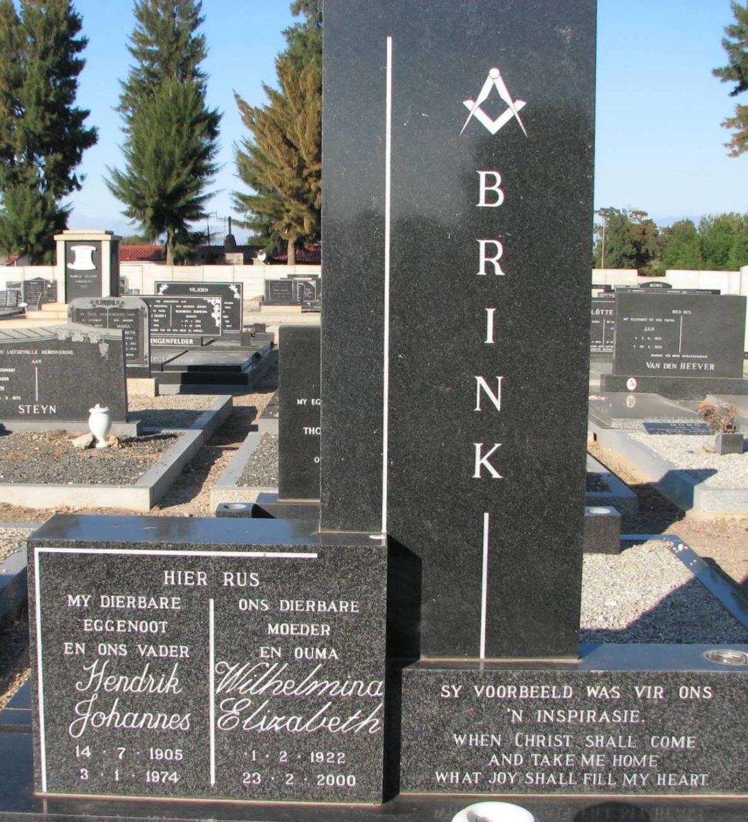 BRINK Hendrik Johannes 1905-1974 &amp; Wilhelmina Elizabeth 1922-2000