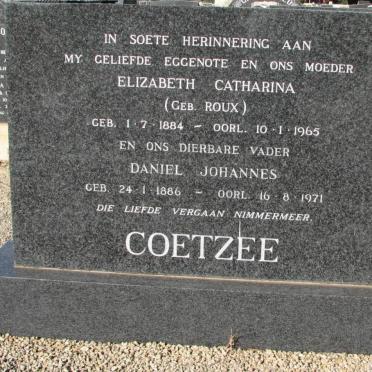 COETZEE Daniel Johannes 1886-1971 &amp; Elizabeth Catharina ROUX 1884-1965