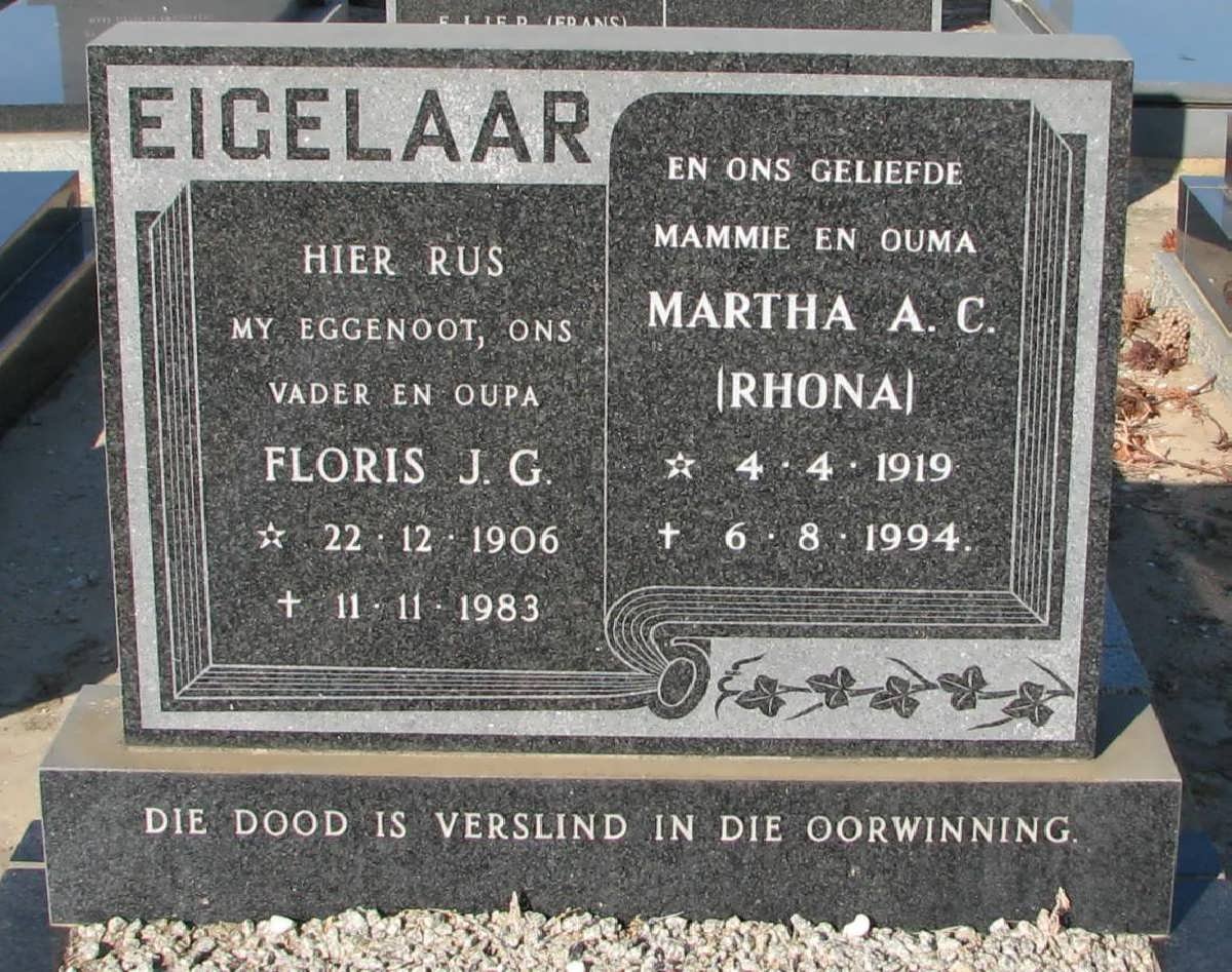 EIGELAAR Floris J.G. 1906-1983 &amp; Martha A.C. 1919-1994