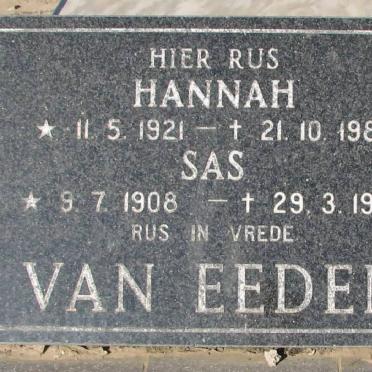 EEDEN Sas, van 1908-1995 &amp; Hannah 1921-1985