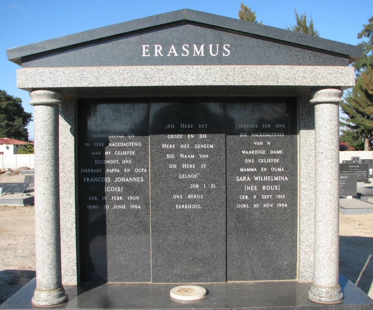 ERASMUS Francois Johannes 1909-1984 &amp; Sara Wilhelmina ROUX 1913-1994