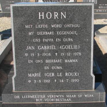 HORN Jan Gabriel 1908-1978 &amp; Marie le ROUX 1912-1990