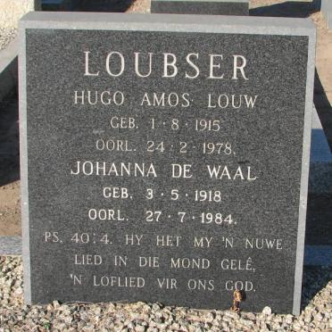 LOUBSER Hugo Amos Louw 1915-1978 &amp; Johanna de WAAL 1918-1984