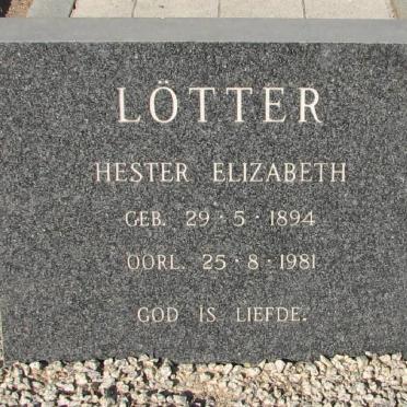 LOTTER Hester Elizabeth 1894-1981