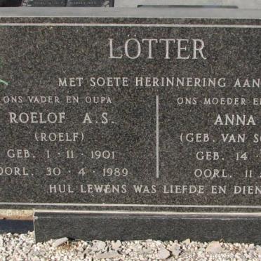 LOTTER Roelof A.S. 1901-1989 &amp; Anna S.C. van SCHALKWYK 1908-1992