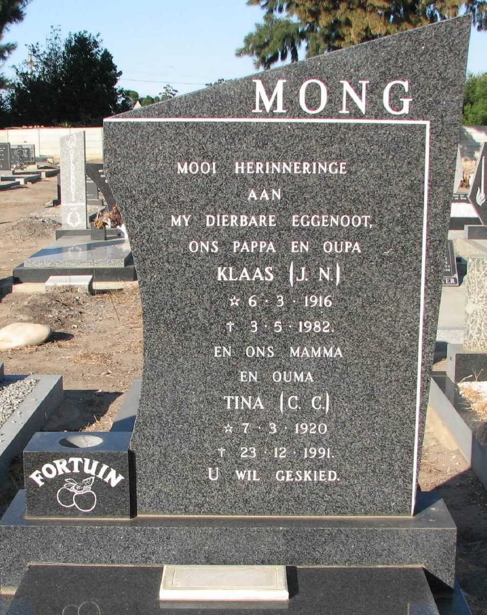 MONG J.N. 1916-1982 &amp; C.C. 1920-1991
