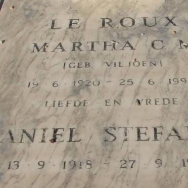 ROUX Daniel Stefanus, le 1918-1997 &amp; Martha C.M. VILJOEN 1920-1990