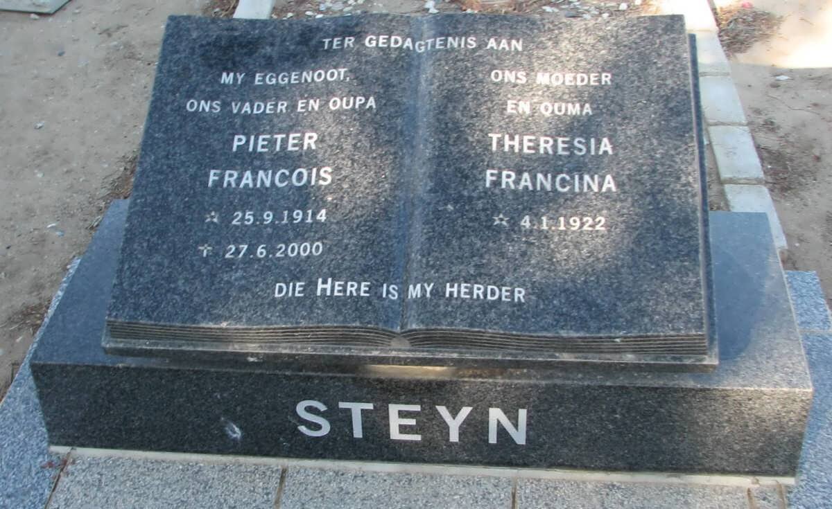 STEYN Pieter Francois 1914-2000 &amp; Theresia Francina 1922-