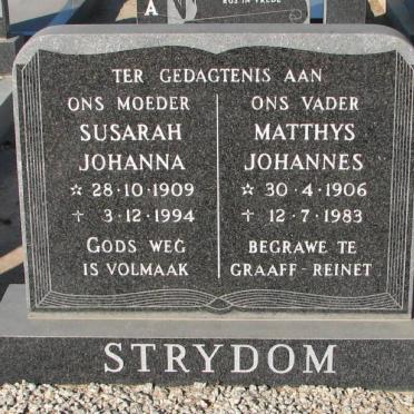 STRYDOM Matthys Johannes 1906-1983 &amp; Susarah Johanna 1909-1994