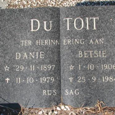 TOIT Danie, du 1897-1979 &amp; Betsie 1906-1984