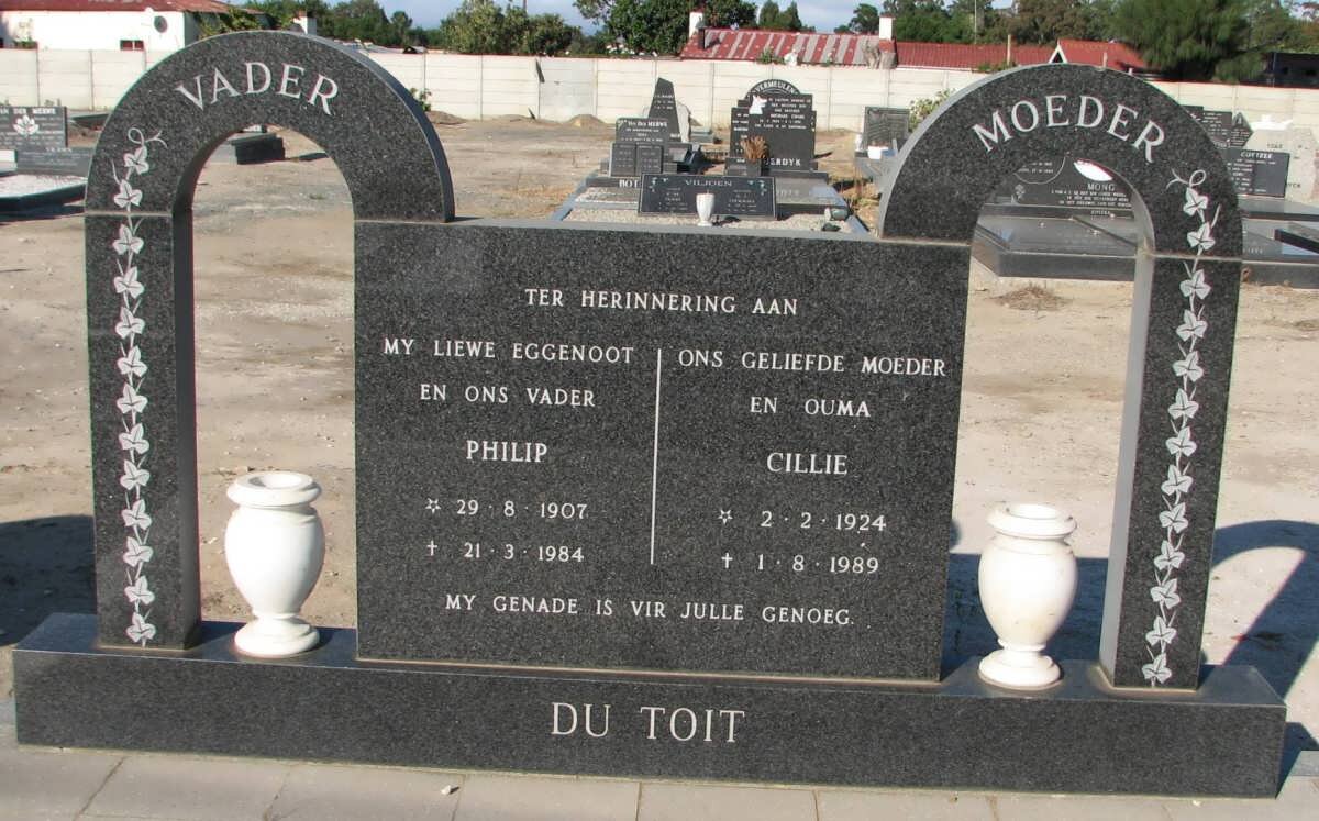 TOIT Philip, du 1907-1984 &amp; Cillie 1924-1989