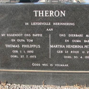 THERON Thomas Philippus 1892-1973 &amp; Martha Hendrina Petronella LE ROUX 1900-1991