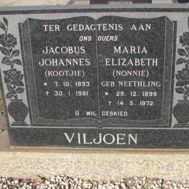 VILJOEN Jacobus Johannes 1893-1981 &amp; Maria Elizabeth NEETHLING 1899-1972