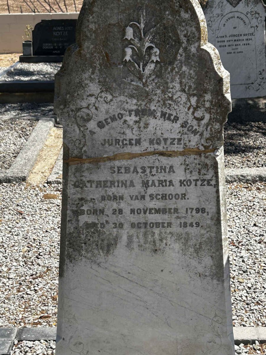 KOTZE Sebastina Catherina Maria nee VAN SCHOOR 1798-1849