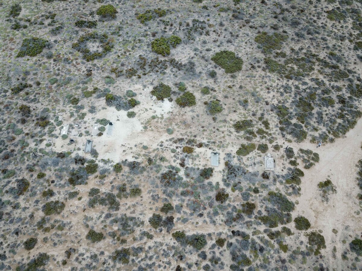 1. Aerial view of the graves