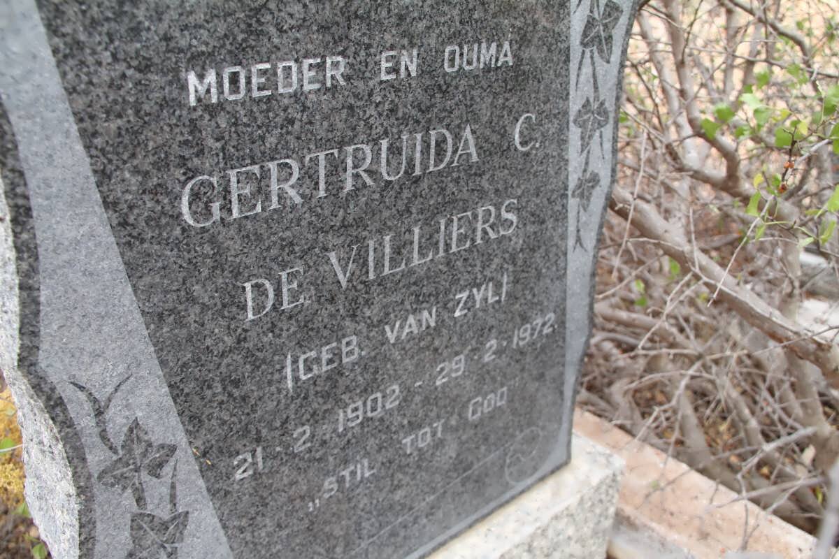 VILLIERS Gertruida C. de, nee VAN ZYL 1902-1972