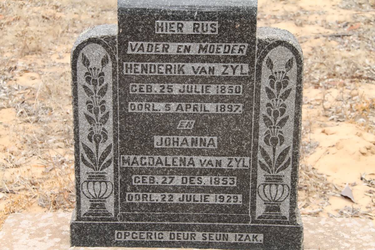 ZYL Henderik, van 1850-1897 &amp; Johanna Magdalena 1853-1929