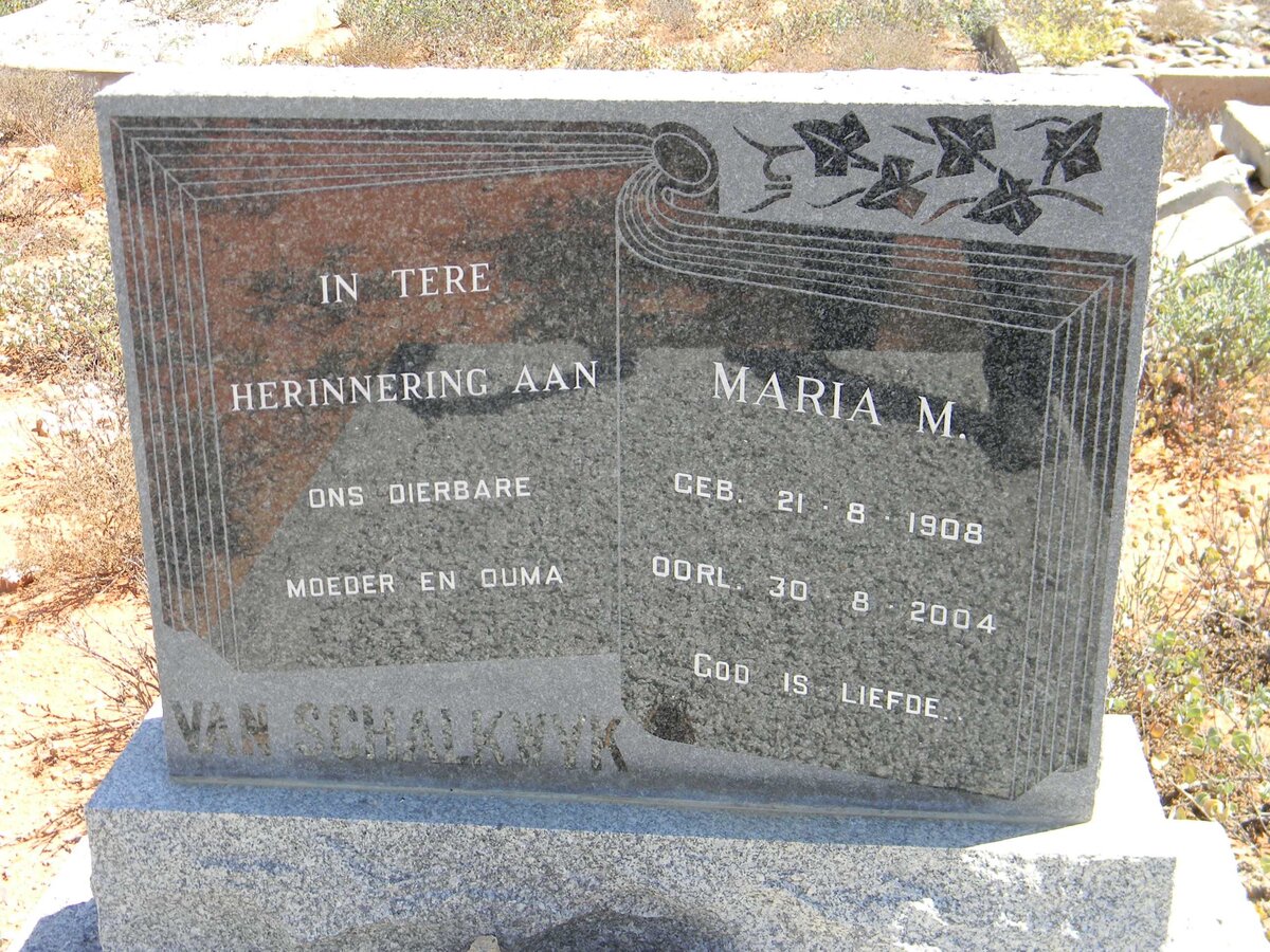 SCHALKWYK Maria M., van 1908-2004