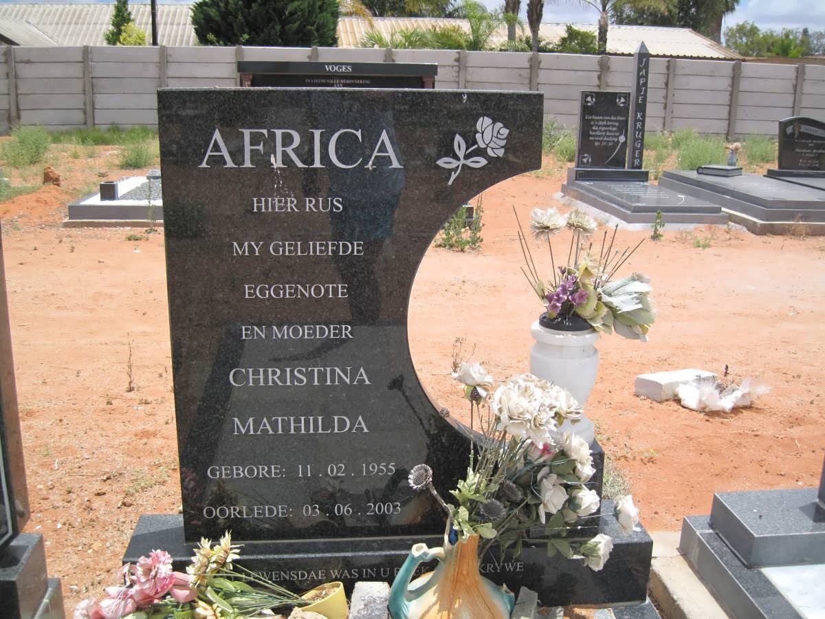 AFRICA Christina Mathilda 1955-2003