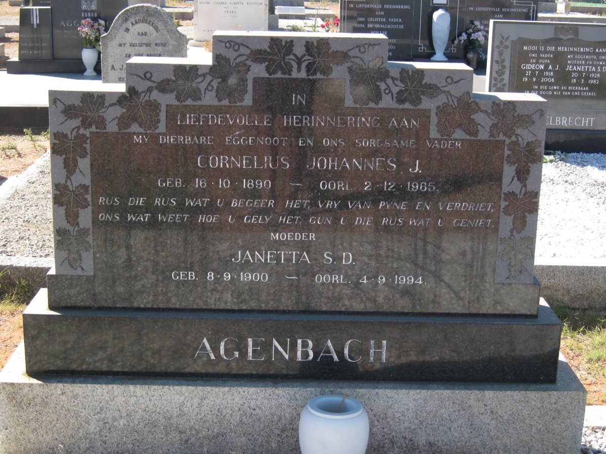 AGENBACH Cornelius Johannes J. 1890-1965 &amp; Janetta S.D. 1900-1994