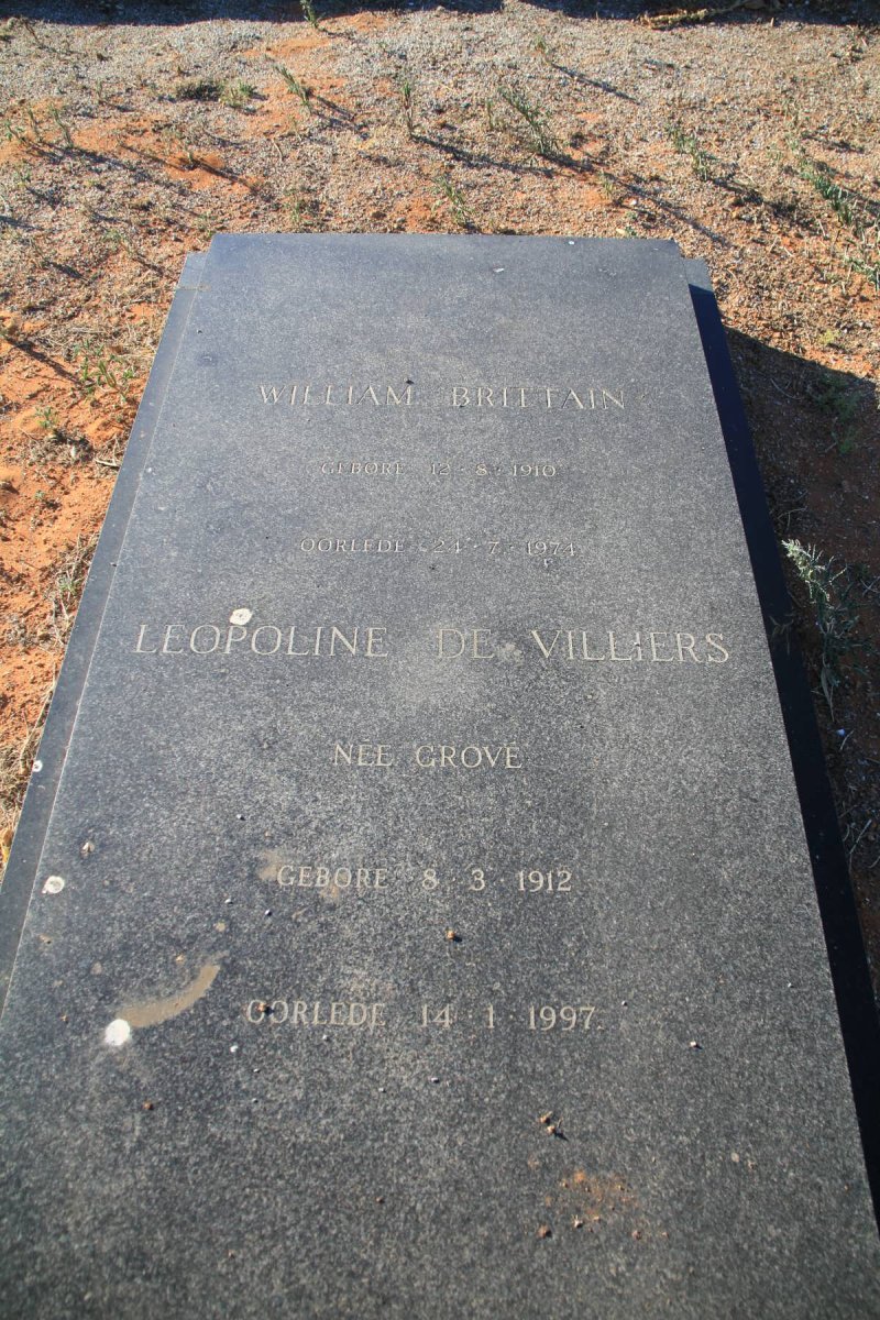 BRITTAIN William 1910-1971 :: DE VILLIERS Leopoline nee GROVE 1912-1997
