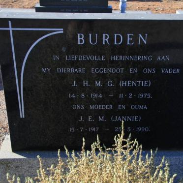 BURDEN J.H.M.G. 1914-1975 &amp; J.E.M. 1917-1990