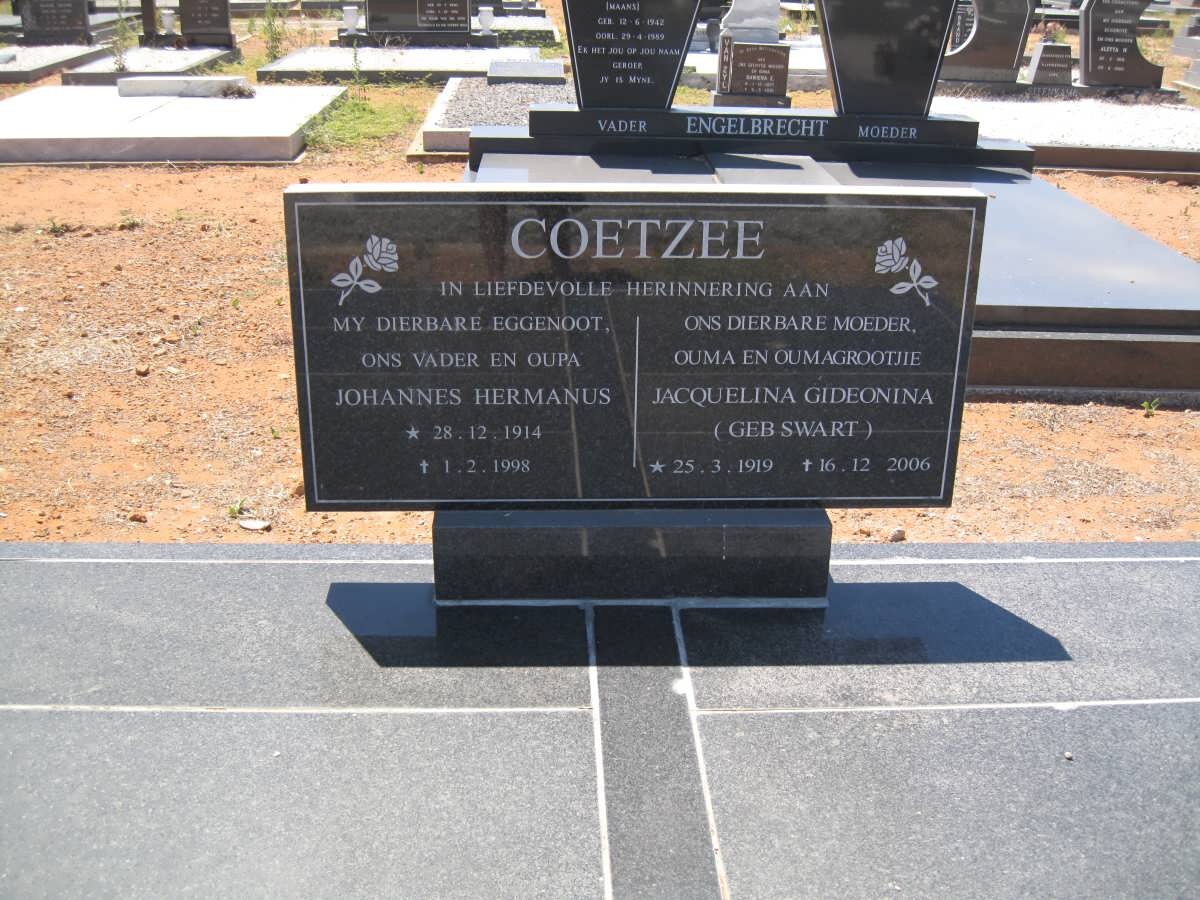 COETZEE Johannes Hermanus 1914-1998 &amp; Jacquelina Gideonina SWART 1919-2006