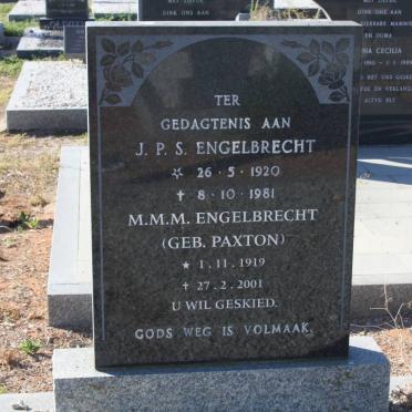 ENGELBRECHT  J.P.S. 1920-1981 &amp; M.M.M. PAXTON 1919-2001