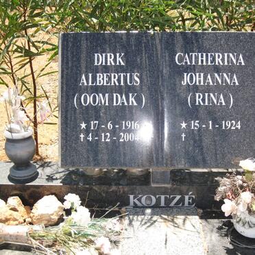 KOTZÉ Dirk Albertus 1916-2004 &amp; Catherina Johanna 1924-