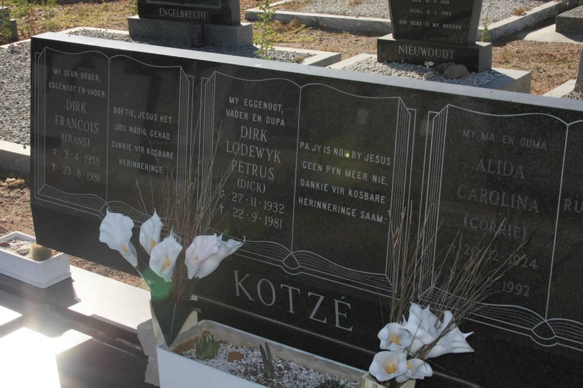KOTZE Dirk Lodewyk Petrus 1932-1981 &amp; Alida Carolina 1924-1992 :: KOTZE Dirk Francois 1958-1981