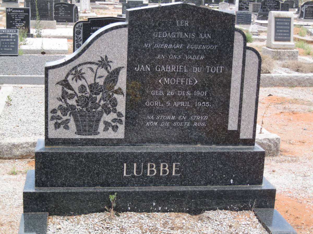 LUBBE Jan Gabriel Du Toit 1901-1955