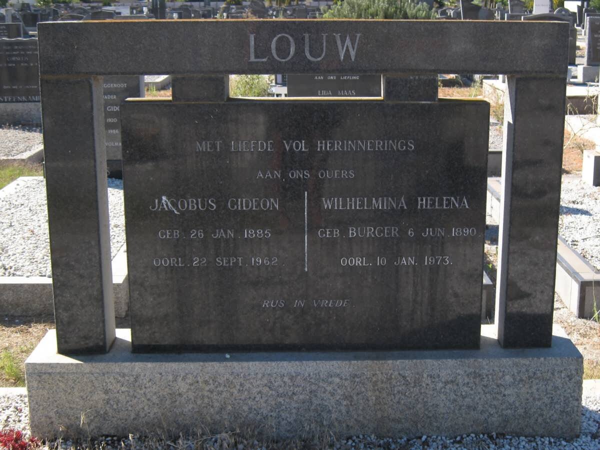 LOUW Jacobus Gideon 1885-1962 &amp; Wilhelmina Helena BURGER 1890-1973