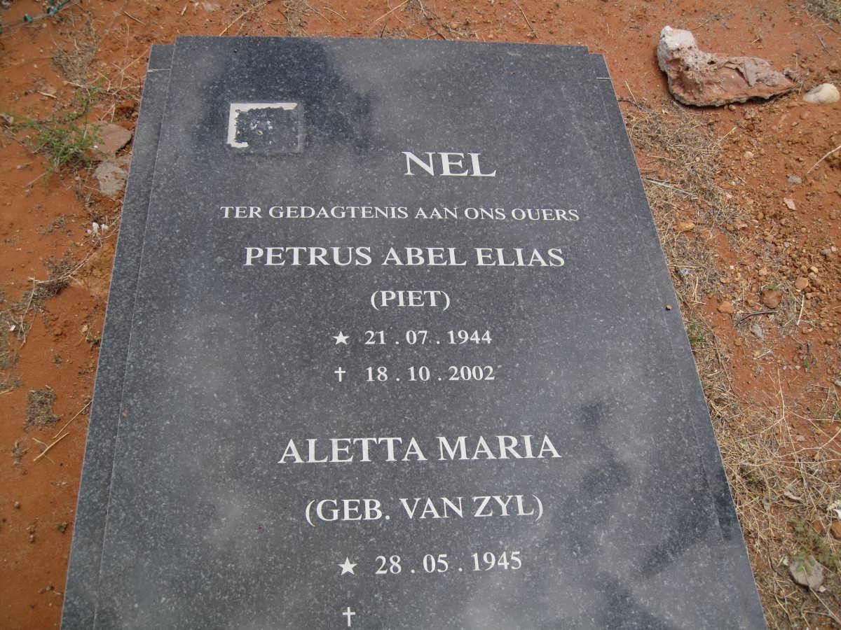 NEL Petrus Abel Elias 1944-2002 &amp; Aletta Maria VAN ZYL 1945-