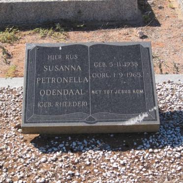 ODENDAAL Susanna Petronella nee RHEEDER 1938-1965