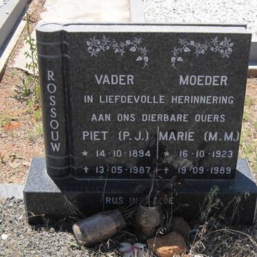 ROSSOUW P.J. 1894-1987 &amp; M.M. 1923-1989