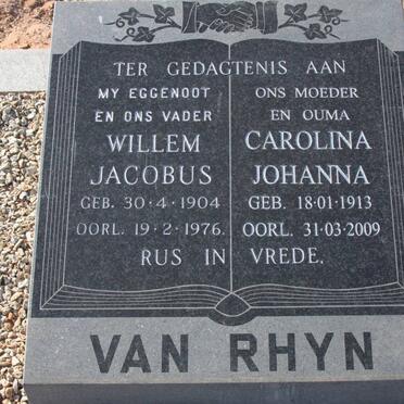 RHYN Willem Jacobus, van 1904-1976 &amp; Carolina Johanna 1913-2009